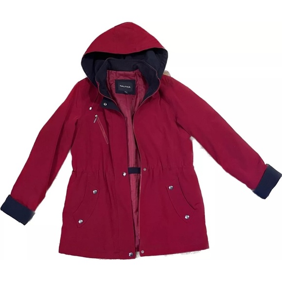 NAUTICA women’s classic Jacket Sz M Lightweight Quilted Lining - Red/Black EUC - Picture 1 of 7